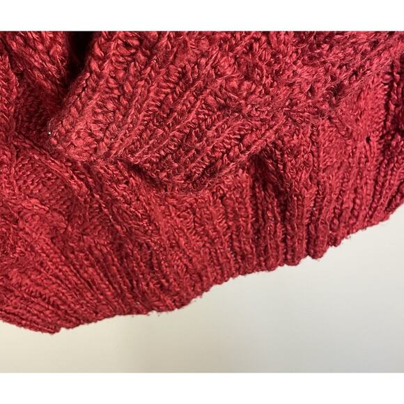 Vintage L.L. Bean 100% Silk Cable Knit Sweater Women’s XL Cranberry Fisherman - Picture 7 of 8